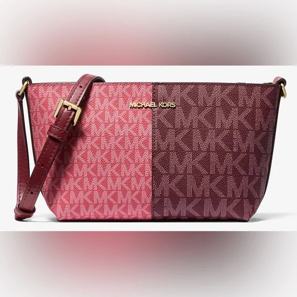 BNIP! MICHAEL KORS, Jet Set Small Two-Tone Logo Crossbody Bag, OXBLD/MLTI 🐂🩸🍉 - Picture 1 of 12